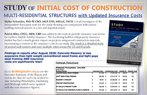 PCMA Tip Postcard - STUDY of INITIAL COST OF CONSTRUCTION - MULTI-RESIDENTIAL STRUCTURES with Updated Insurance Costs